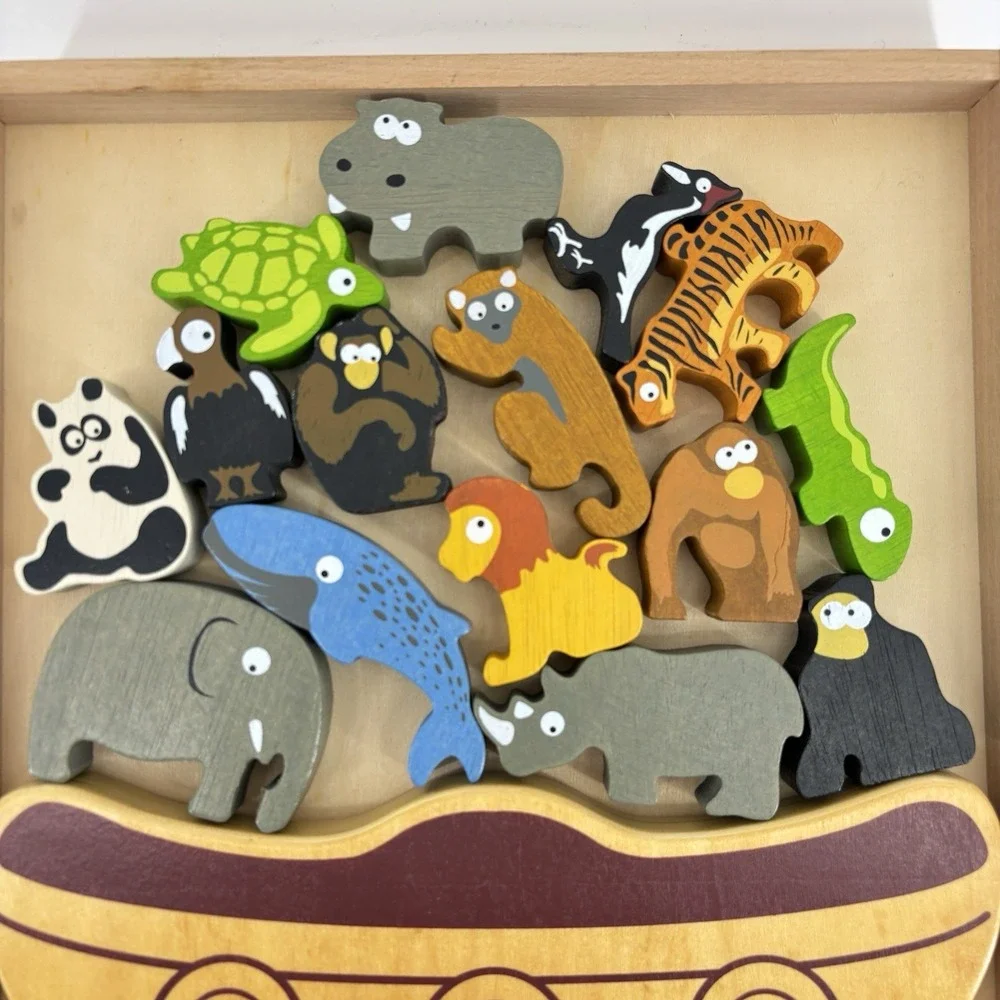 BeginAgain Balance Boat‎ Endangered Animals Game Wooden Motor Play 3+ Complete
